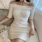 Cold Shoulder Short-sleeve Sheath Knit Dress