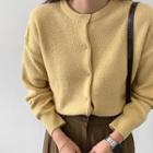 Drop-shoulder Round-neck Cardigan