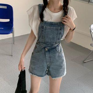 Denim Jumper Shorts / Sleeveless Plain Top