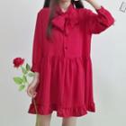 3/4-sleeve Tie-neck Shirtdress