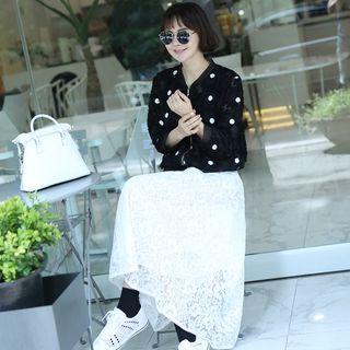 Dotted Appliqu  Zip-up Jacket