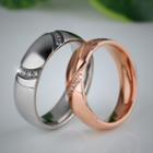 Couple Matching Stainless Steel Rhinestone Ring