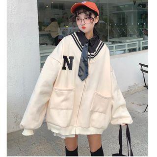Plain Shirt / Necktie / Lettering Zip Jacket / Set