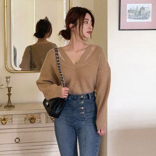 Strappy Cold-shoulder Sweater