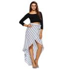Striped Dip Back Midi Skirt