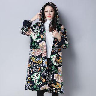 Hooded Printed Long Coat