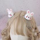 Rabbit Metal Fringed Headpiece 1 Pair - White - One Size