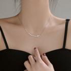 925 Sterling Silver Curve Bar Pendant Necklace Silver - One Size