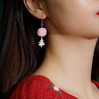 Pom Pom Christmas Tree Drop Earring