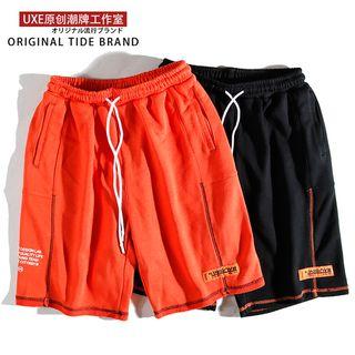 Drawcord Stitched Cotton Shorts