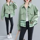 Mock Two-piece Single-breasted Jacket Green - One Size