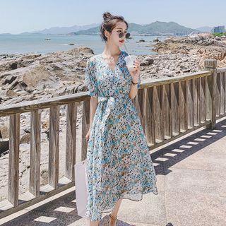 Chiffon V-neck Floral Maxi Dress