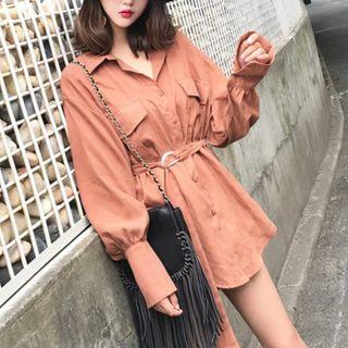Tie-waist Long Blouse