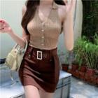 Sleeveless Knit Top / Pencil Skirt