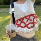 Fray Hem Cropped Sweater Vest