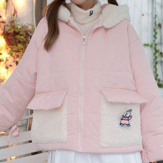 Rabbit Ear Hooded Padded Zip-up Jacket