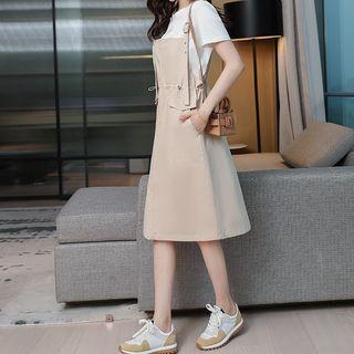 Short-sleeve T-shirt / Drawstring Overall Dress / Set