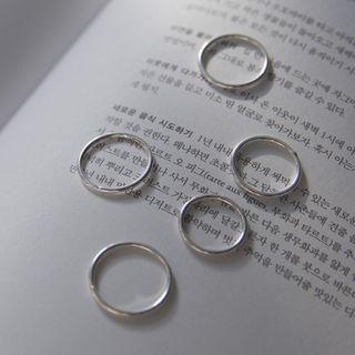 Set Of 5: Skinny Stacking Ring Silver - One Size