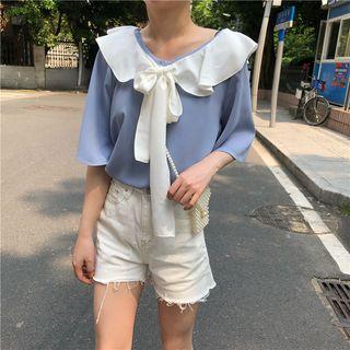 Peter Pan Collar Tie-neck Blouse