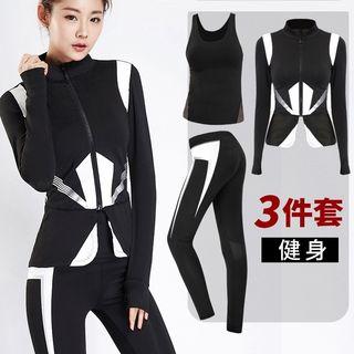 Set: Sport Color-block Jacket + Tank Top + Pants