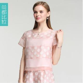 Short-sleeve Dotted Chiffon Top