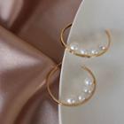 Beaded Ear Stud 1 Pair - Light Gold Plating - One Size