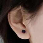925 Sterling Silver Cube Stud Earring 1 Pair - Black - One Size