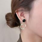 Hoop Earring 01 - 1 Pair - Silver Stud - Black & Gold - One Size