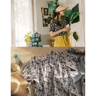 Lettuce-edge Floral Blouse