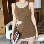 Sleeveless Ribbed Cutout Dress / Sleeveless Plain Dress