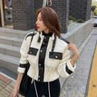 Pleather-trim Eco-fur Military Jacket