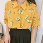 Short-sleeve Avocado Print Shirt