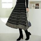Pleated Patterned Knit Skirt