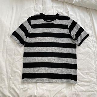 Long-sleeve Striped T-shirt Stripe - Gray & Black - One Size