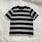 Long-sleeve Striped T-shirt Stripe - Gray & Black - One Size