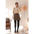 Plaid Wool Blend Asymmetric Miniskirt