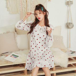 Strawberry Long-sleeve Sleep Dress