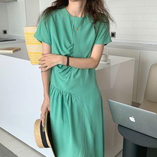 Short-sleeve Irregular Midi Smock Dress