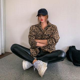 Pocket-detail Leopard Shirt