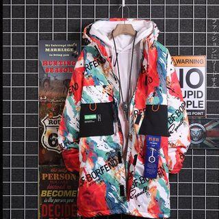 Splash Print Hooded Coat