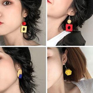 Color Block Geometric Wooden Earring