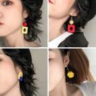 Color Block Geometric Wooden Earring