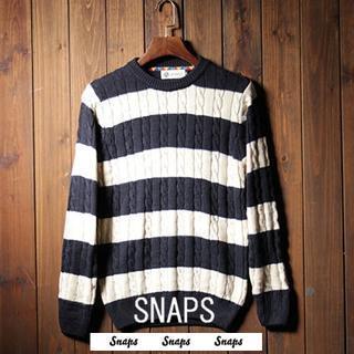 Striped Cable Knit Sweater