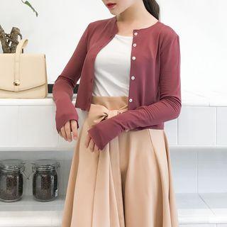 Plain Cropped Slim-fit Cardigan