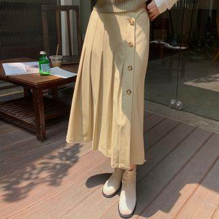 Button-up Midi Pleated Skirt