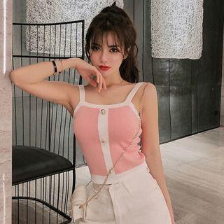 Sleeveless Two-tone Cropped Top