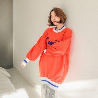 Contrast-trim Lettering Pullover Dress