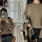 Drew-neck Drop-shoulder Sweater