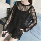 Set: Fishnet Overlay Pullover + Shorts