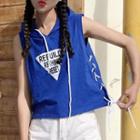 Lace-up Hooded Sleeveless Top